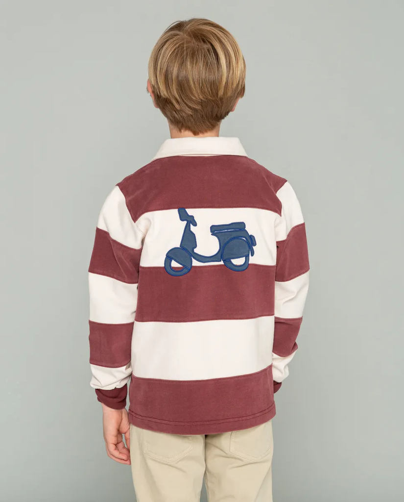 Polo Niño Rugby Stripes Moto Burdeos - Scotta
