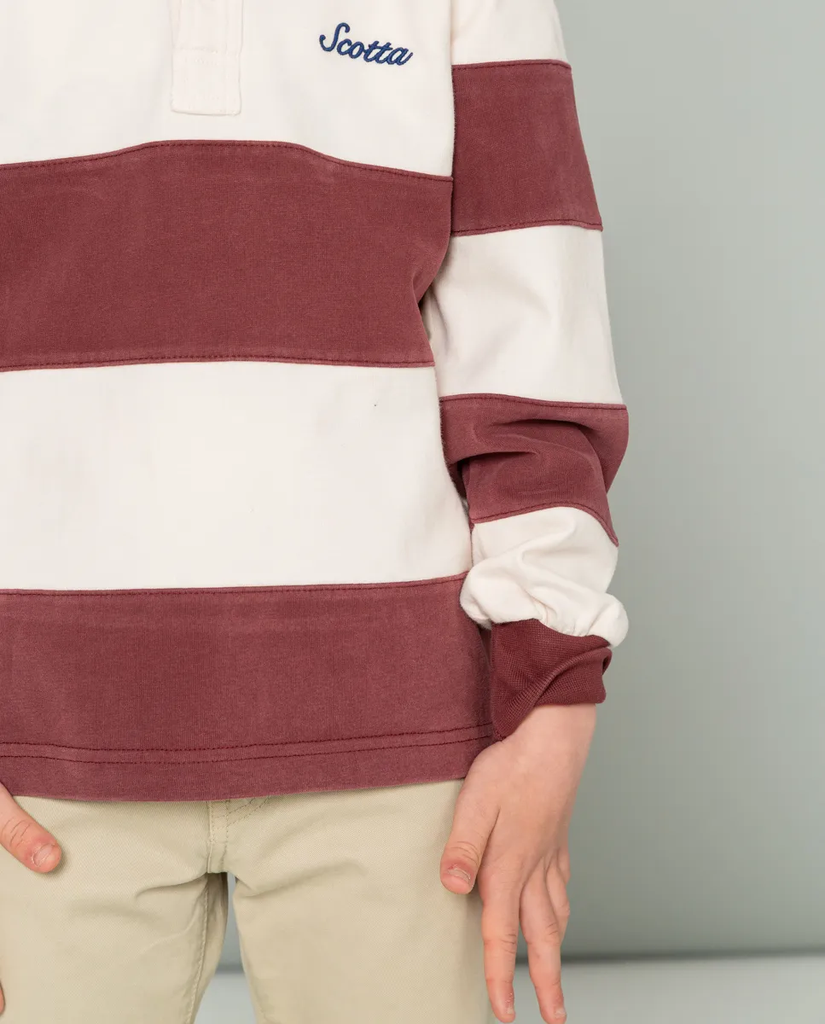 Polo Niño Rugby Stripes Moto Burdeos - Scotta