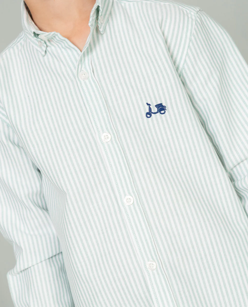 Camisa Niño Oxford Rayas Organic Verde - Scotta