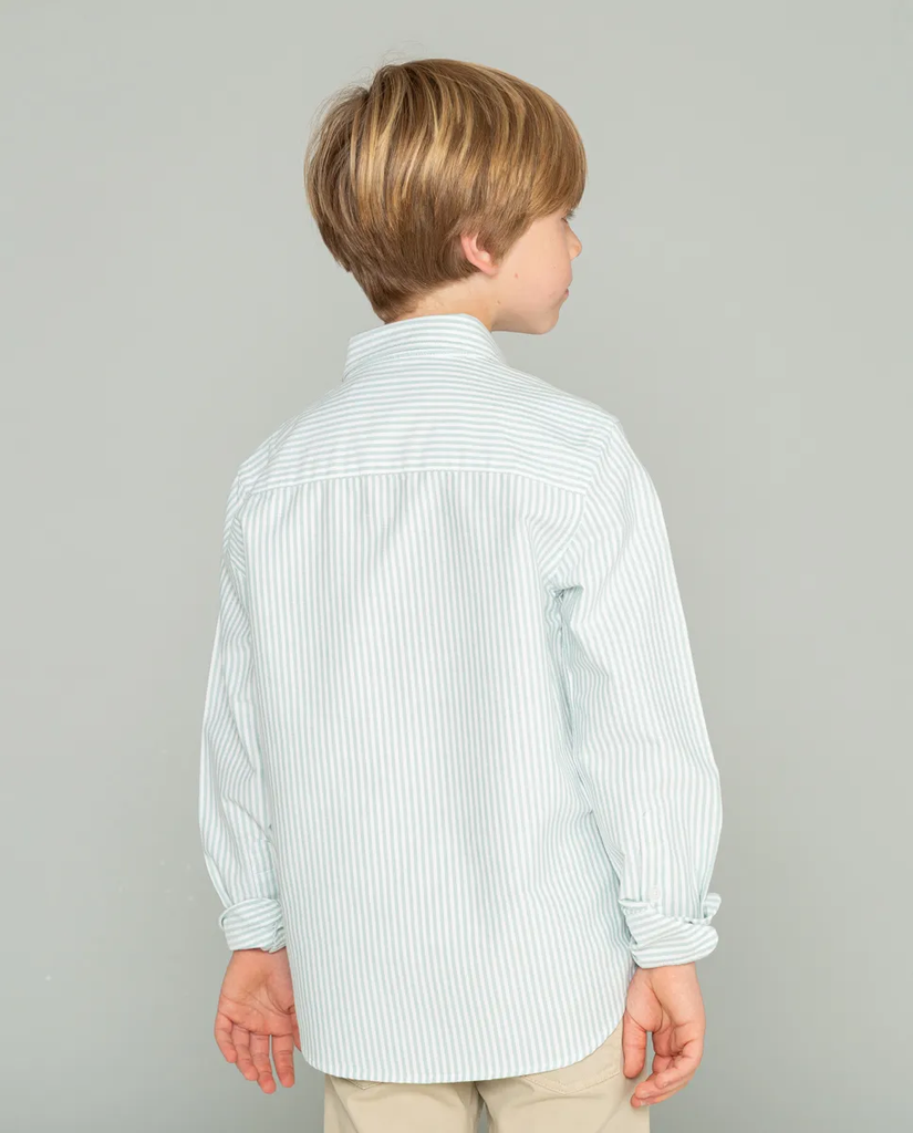 Camisa Niño Oxford Rayas Organic Verde - Scotta