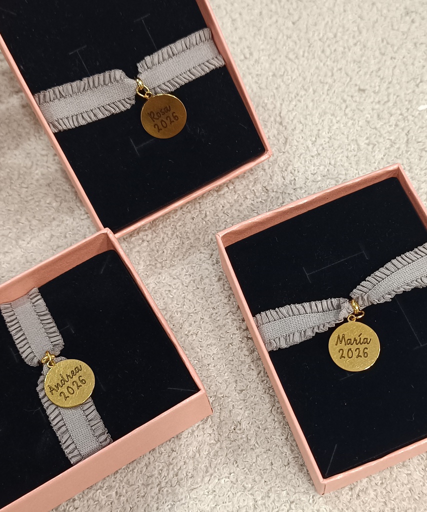 Pulsera Cinta Elástica Volante con Medalla Grabable (+ COLORES)