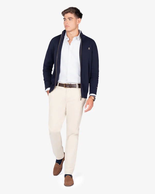 Cardigan Icon Zipper Navy Blue - Harper &amp; Neyer