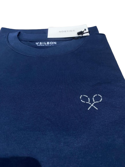 Camiseta Raquetas Lettering Azul Marino - Silbon