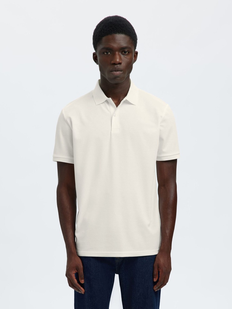 Slhfave Button SS Polo Noos Cloud Dancer - Selected Homme