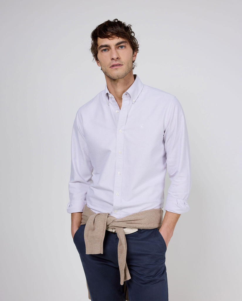 Camisa Oxford Liso Rosa Oscuro - El Ganso