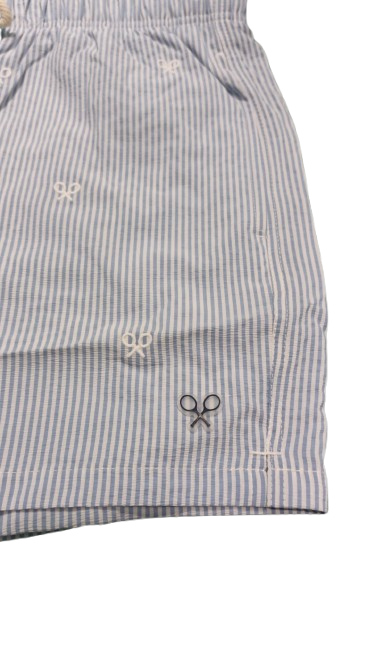 Bañador Rayas Finas Logo Azul Claro - Silbon