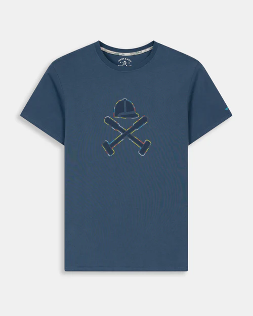Camiseta Stitching Logo Wash Navy  - Harper &amp; Neyer