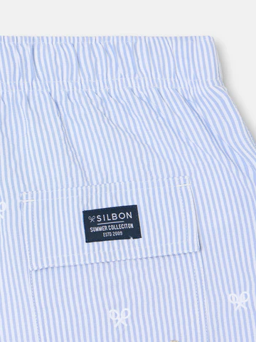 Bañador Rayas Finas Logo Azul Claro - Silbon