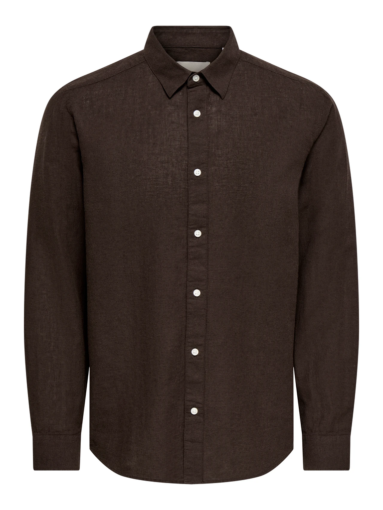 Onscaiden Lino Camisa Coffee Bean - Only &amp; Sons