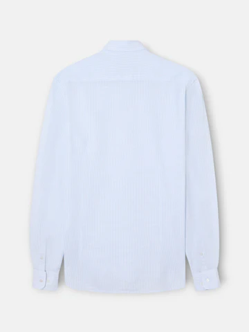 Camisa Sport Lino Rayas Celeste - Silbon