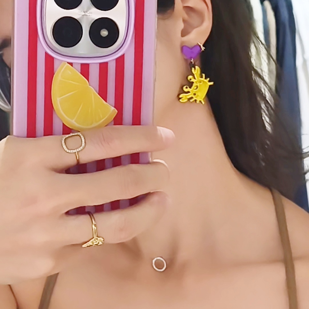 Pendientes Cangrejo Amarillo Metacrilato