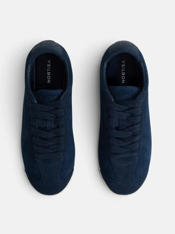 Zapatilla Serraje Logo Perforado Azul Marino - Silbon