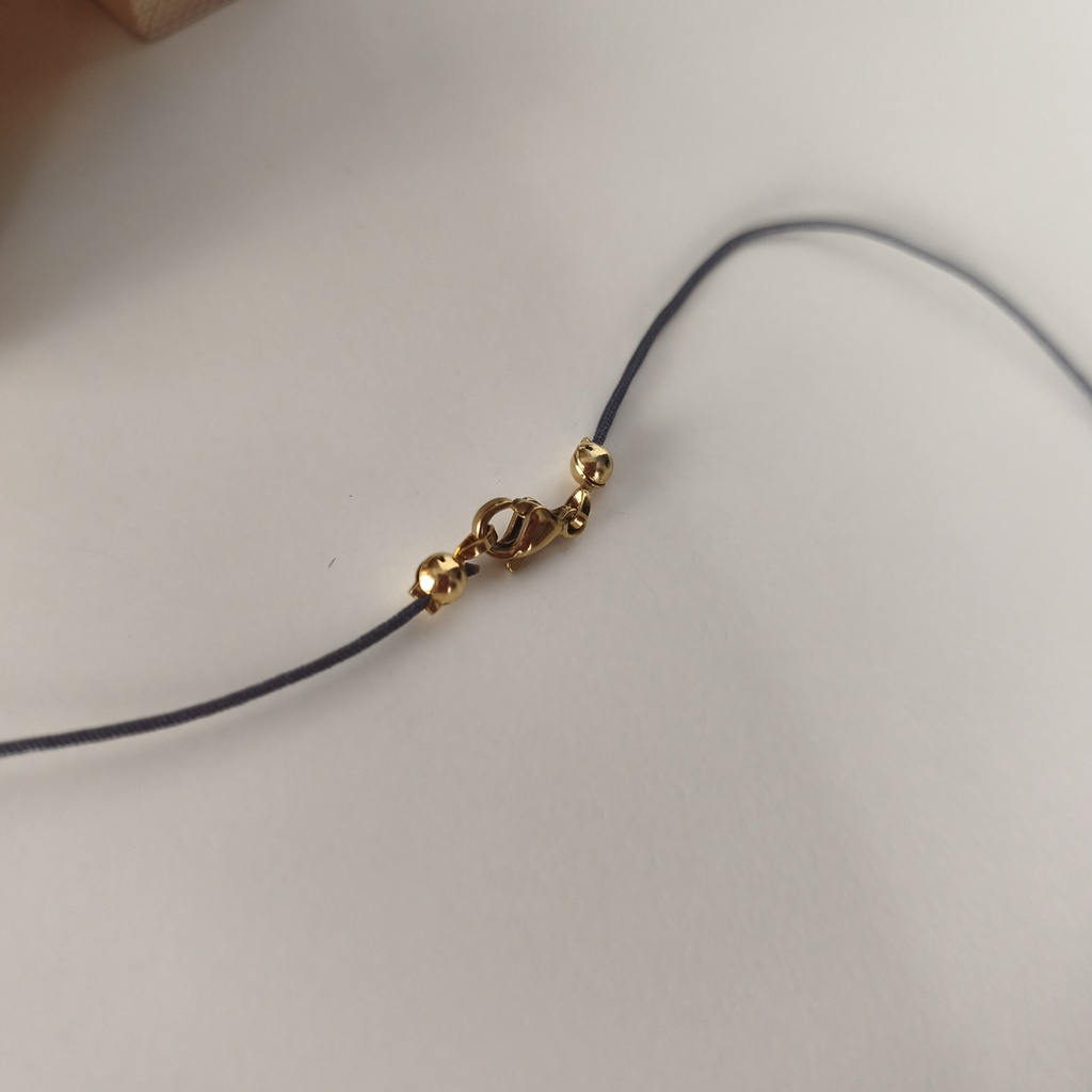 Collar Cuerda Macramé Azul Pez (Dorado)
