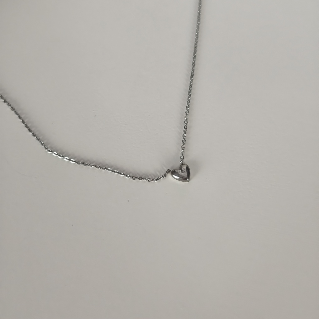 Collar Corazón Circonitas Reversible (Plateado)