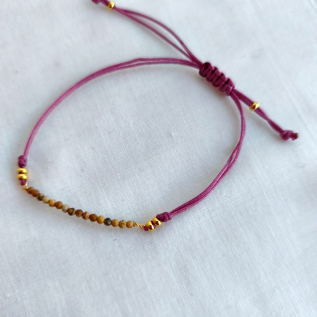 Pulsera Macramé Piedras Camel (Dorado) (copia)