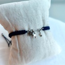 Pulsera Trenzada Azul Marino Triple Charm Araña (Plateado)