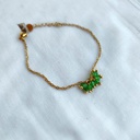 Pulsera Pompón Cuentas Verde (Dorado)