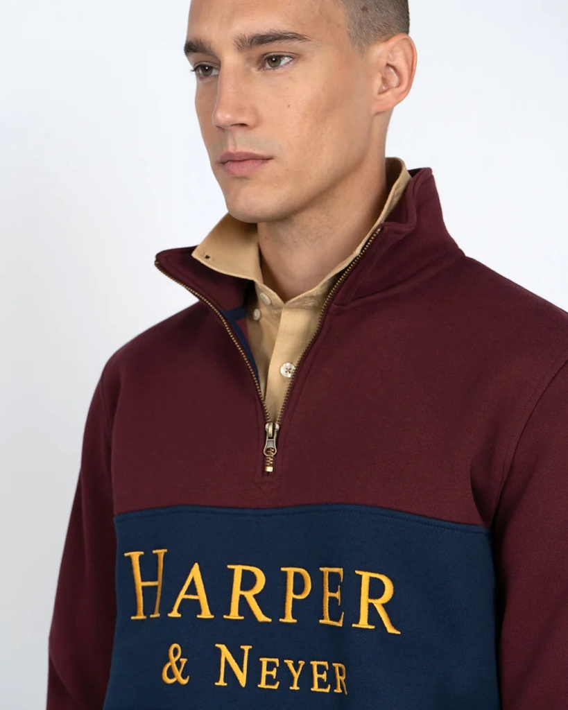Sudadera Half Zipper Maryland Rich Burgundy - Harper &amp; Neyer