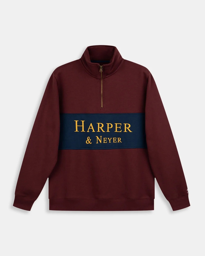 Sudadera Half Zipper Maryland Rich Burgundy - Harper &amp; Neyer