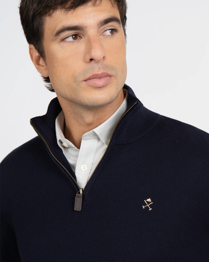 Jersey Zipper Navy Blue - Harper &amp; Neyer