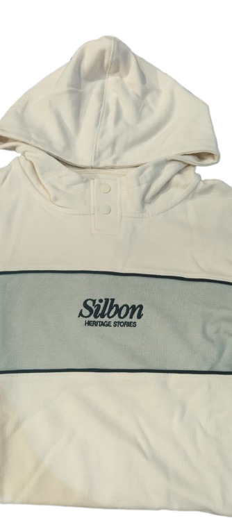 Sudadera Capucha Bloque Snaps Crema - Silbon