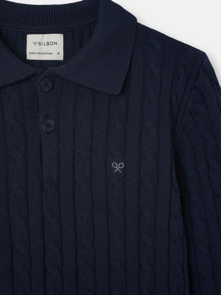 Jersey Cuello Polo Ochos Azul Marino - Silbon