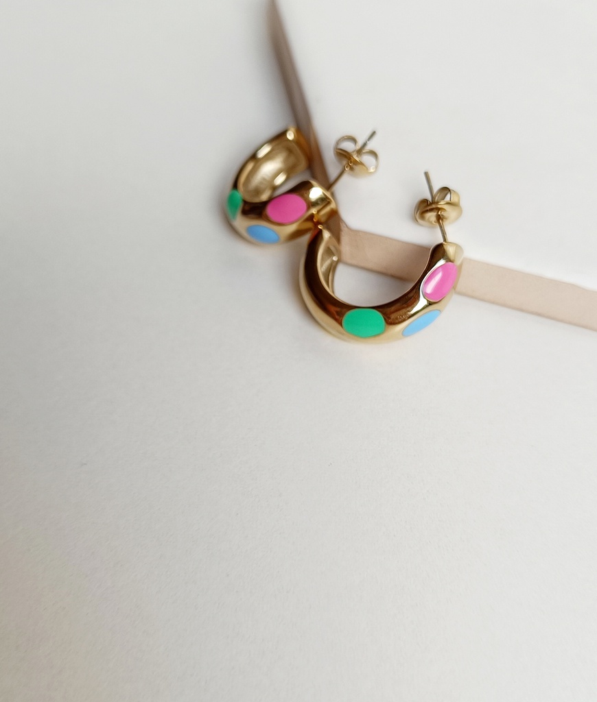 Pendientes Aro Bold Esmaltado Circular Colores Dorado