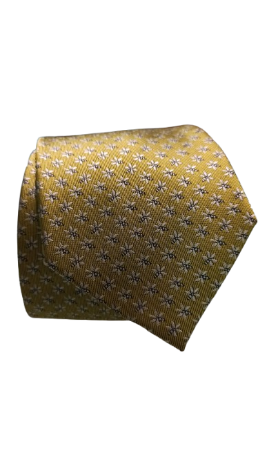 Corbata Ocre Flores Y Abejas