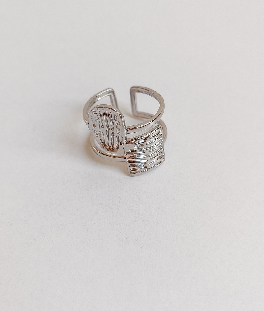 Anillo Double Geo Texture (Plateado)