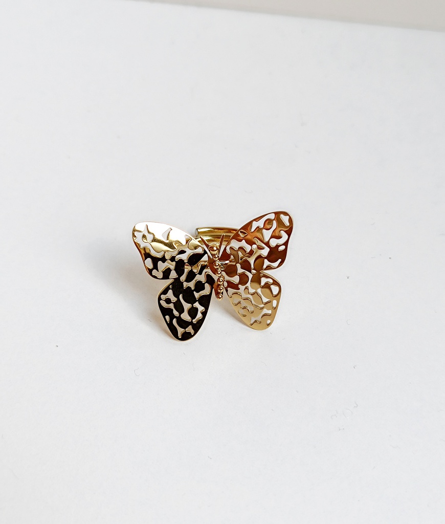 Anillo Maxi Mariposa Calada Dorado