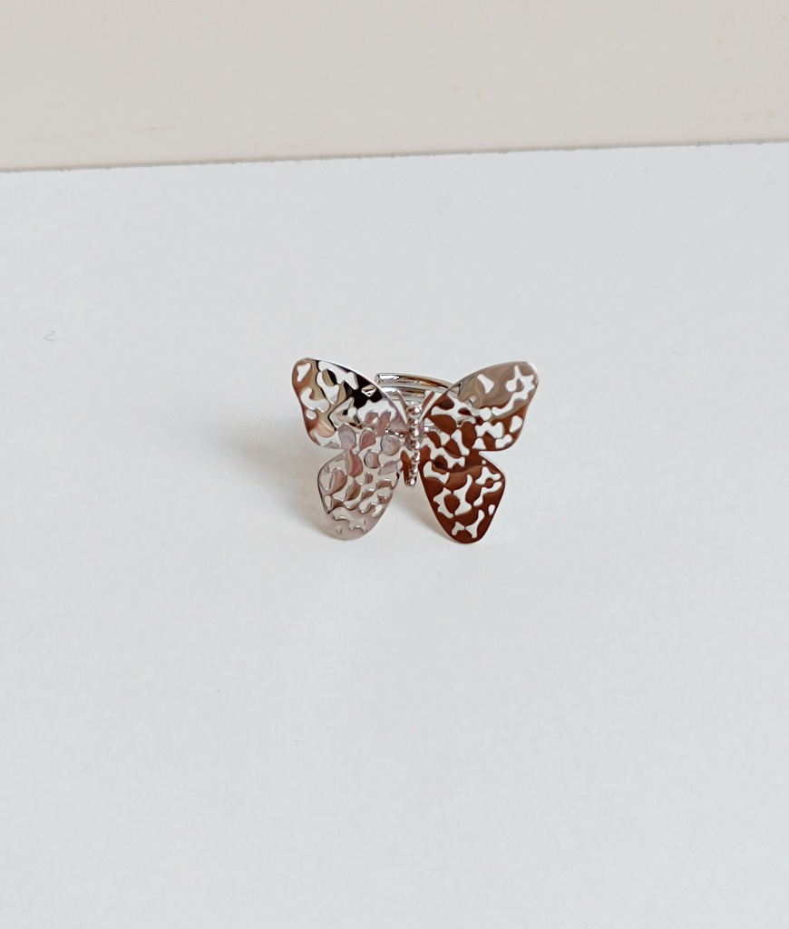 Anillo Maxi Mariposa Calada Plateado