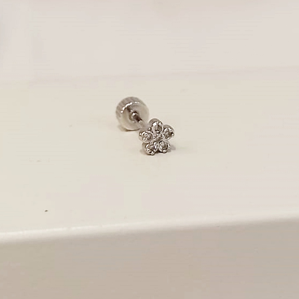 Pendiente Florecita Circonitas Plateado (Rosca)