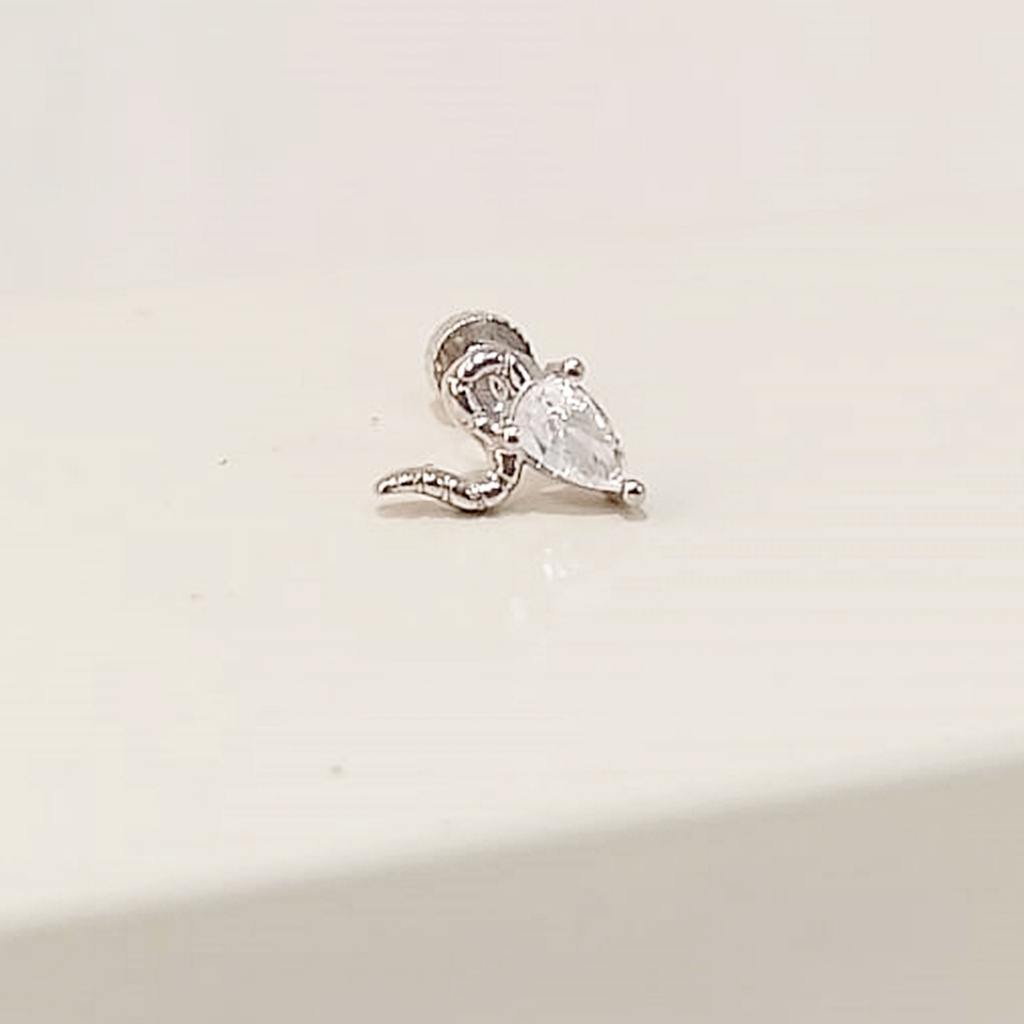 Pendiente Serpiente Circonita Plateado (Rosca)