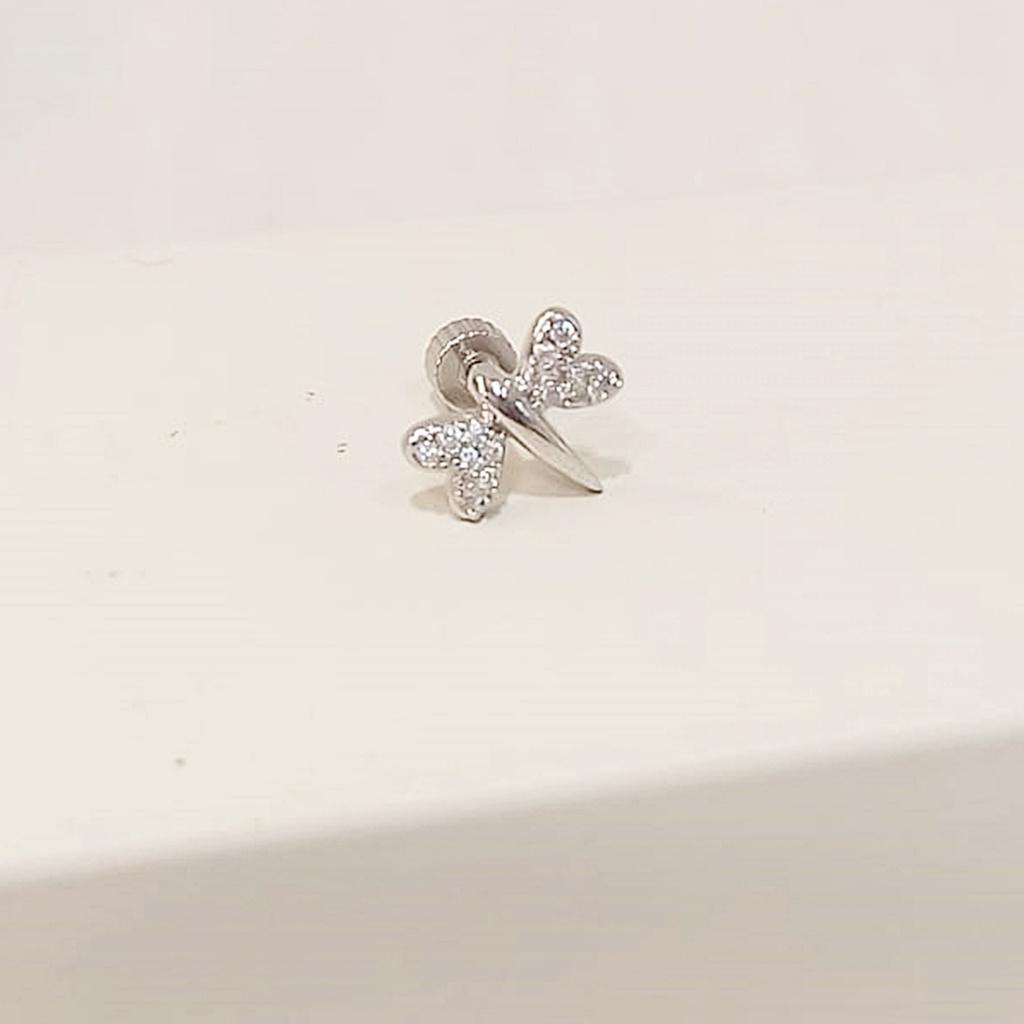 Pendiente Libélula Alitas Plateado (Rosca)