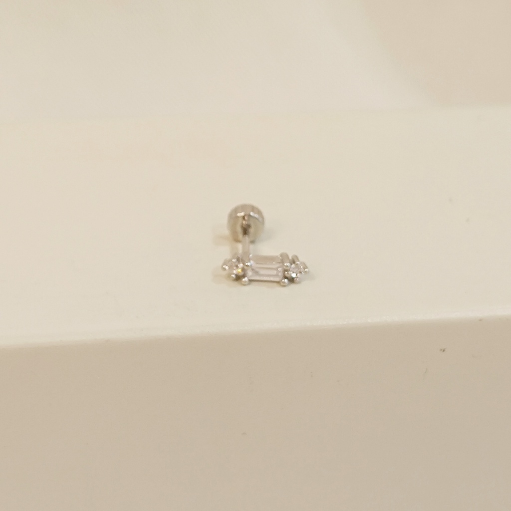 Pendiente Vertical Circonitas Geo Plateado (Rosca)