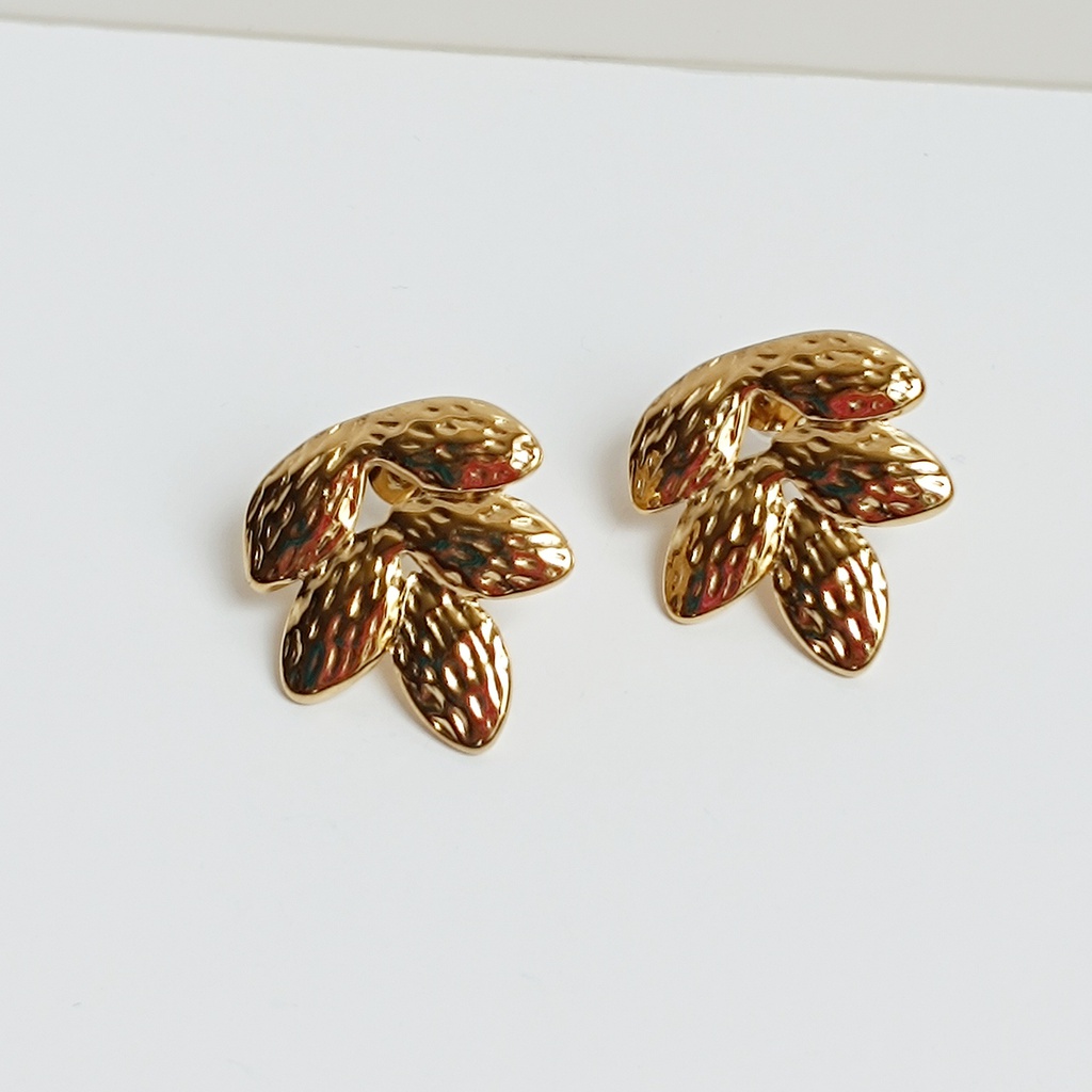 Pendientes Leave Textura Dorado