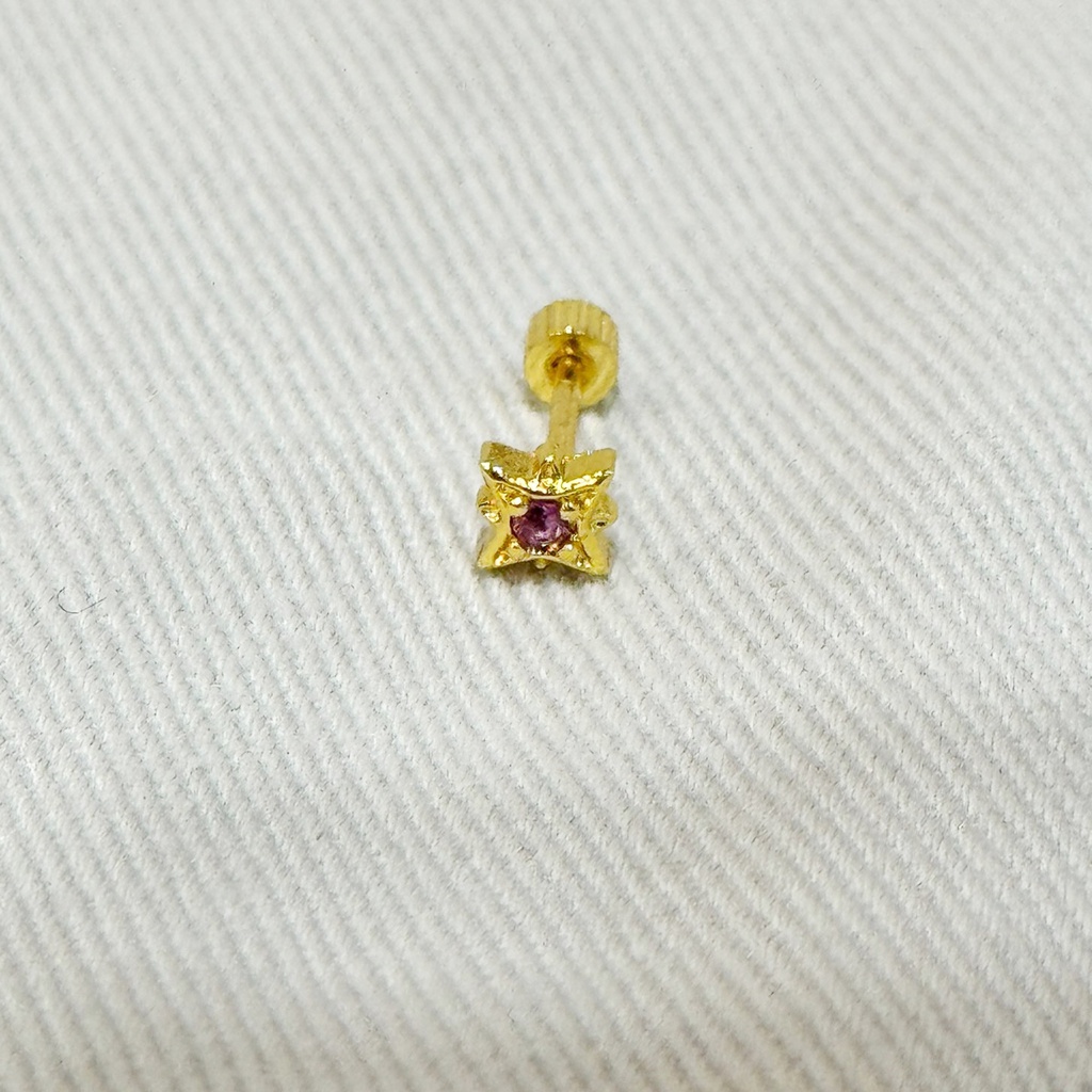 Pendiente Destello Circonita Morada Dorado (Rosca)