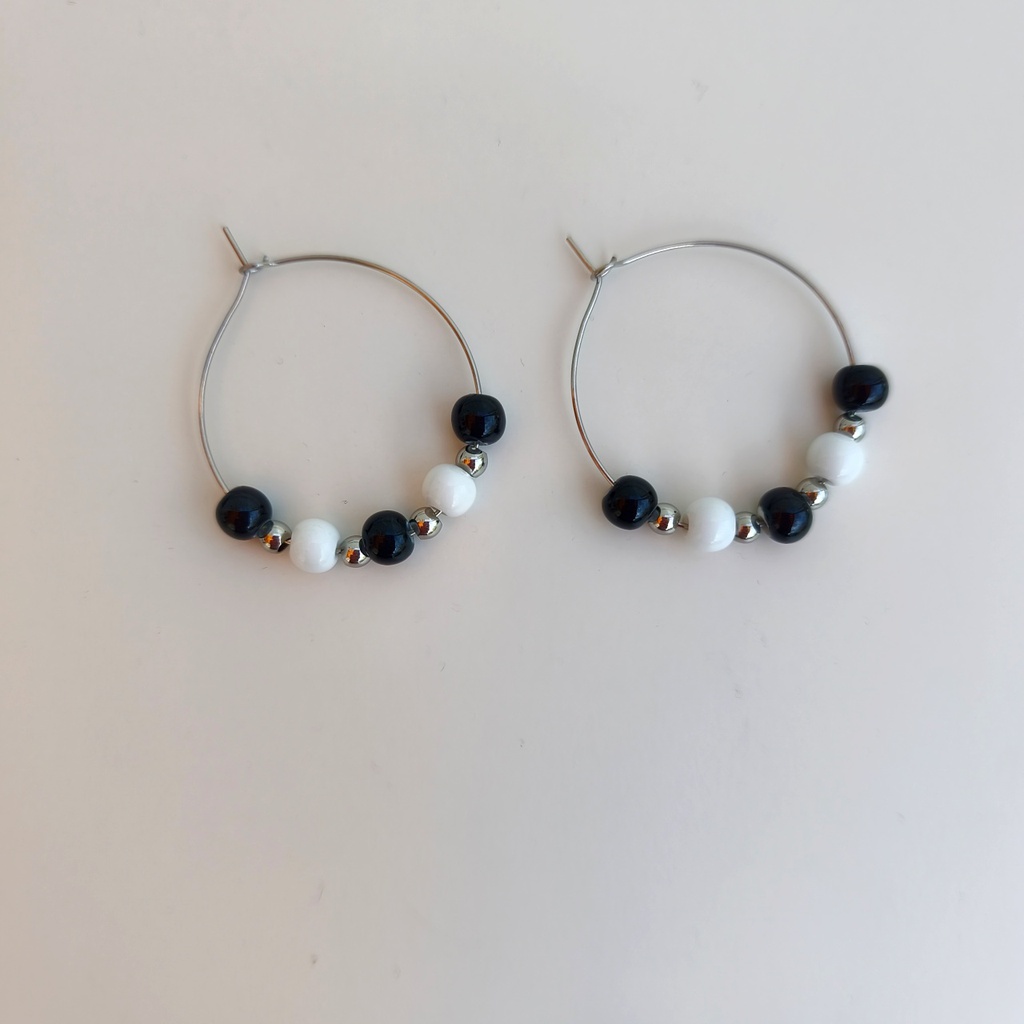 Pendientes Cerámica Black and White (Plateado)