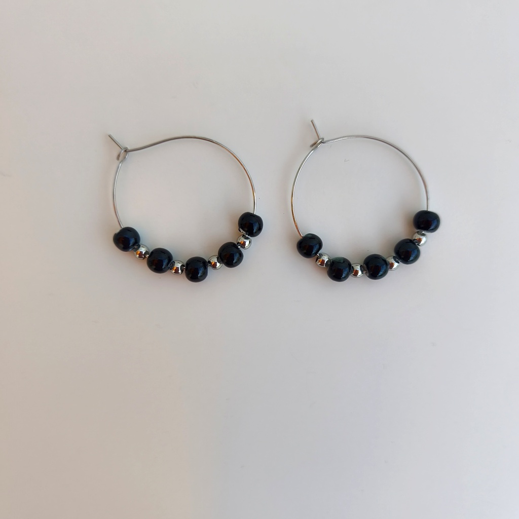Pendientes Cerámica Deep Black (Plateado)