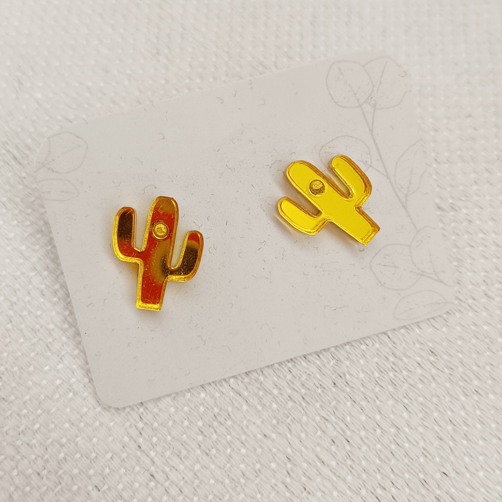 Pendientes Mini Cactus Amarillo Metacrilato
