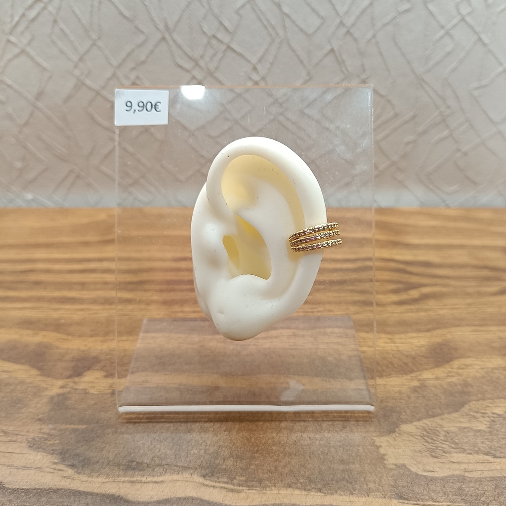 Ear Cuff Triple Brillo Dorado