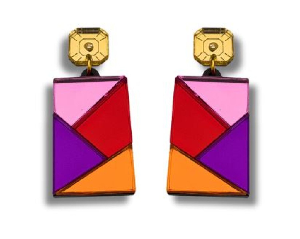 Pendientes Metacrilato Rectángulo Naranja