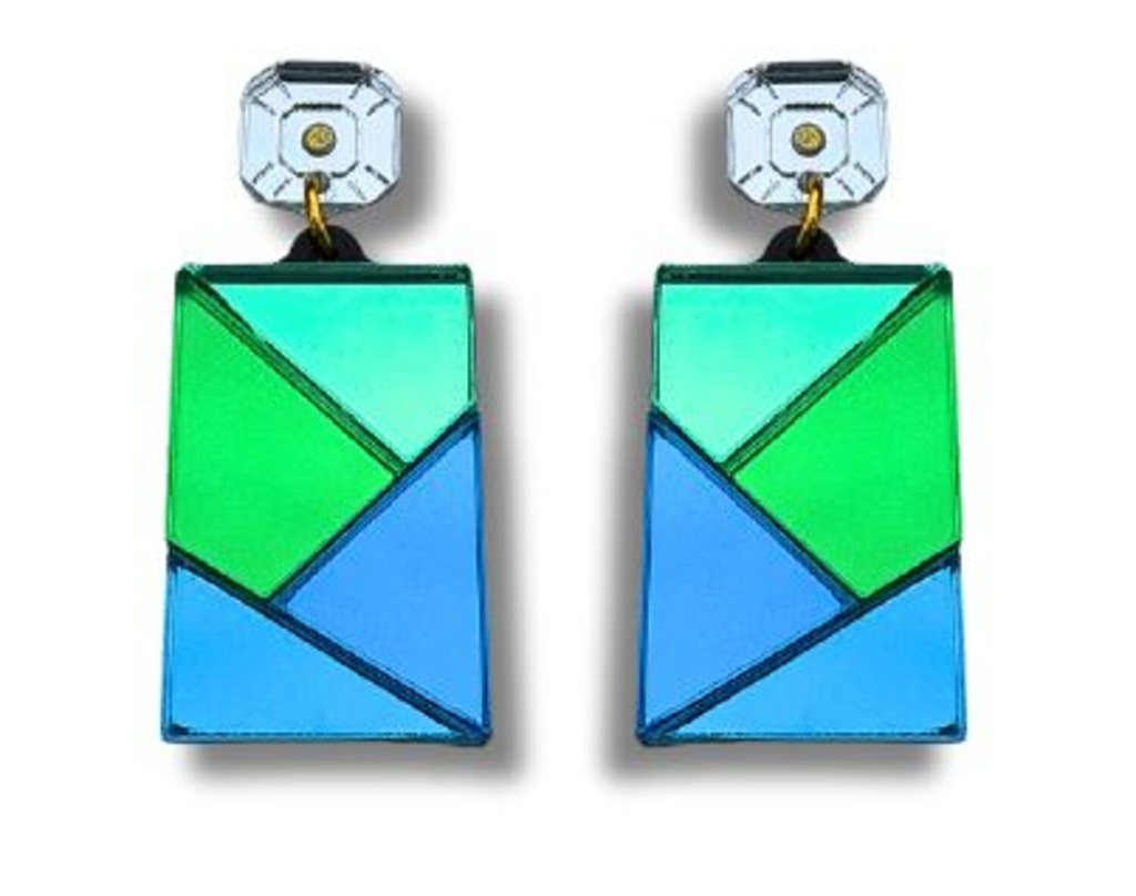 Pendientes Metacrilato Rectángulo Azul