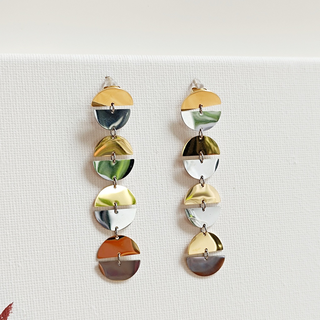 Pendientes Medios Círculos Bicolor