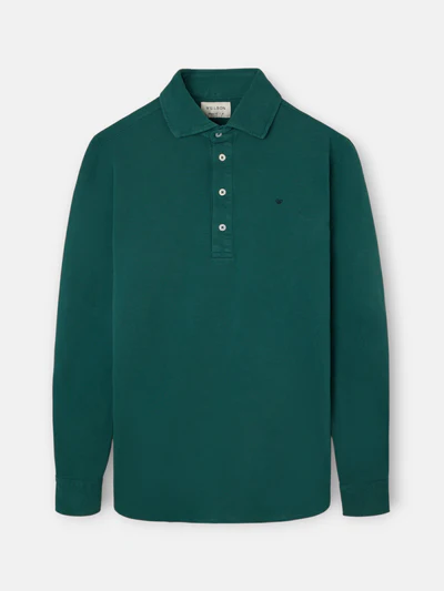 Polo Liso Manga Larga Verde Oscuro - Silbon