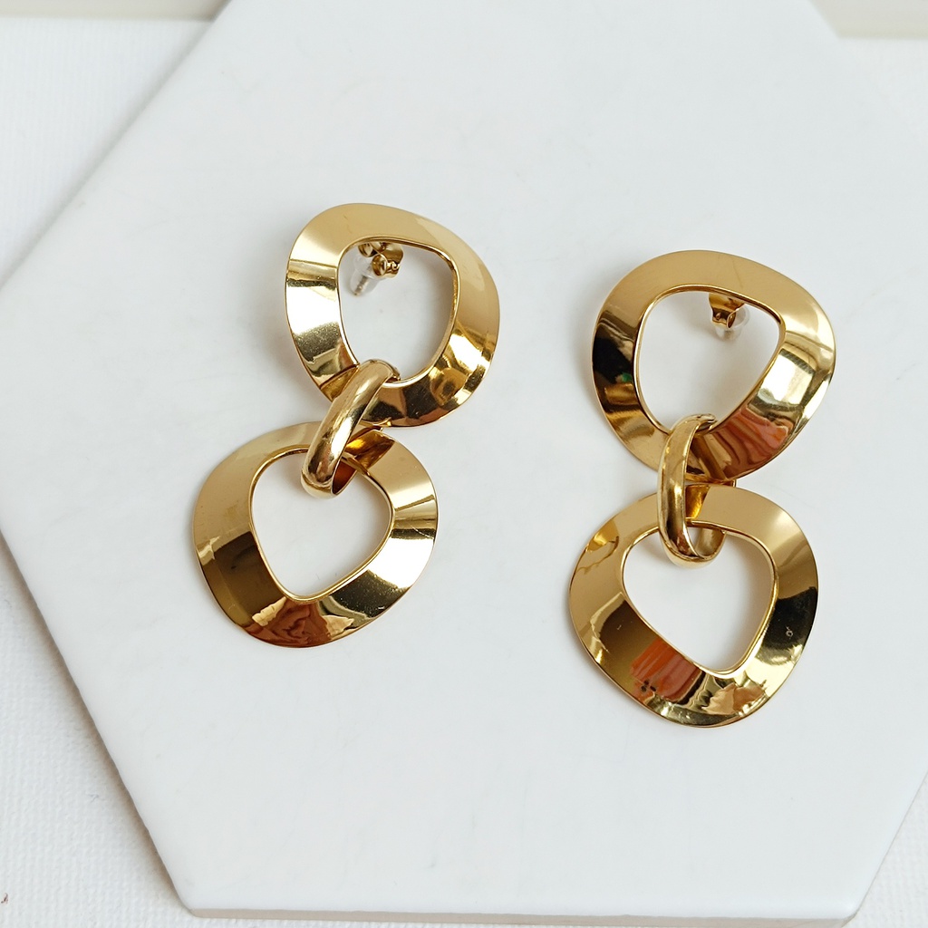 Pendientes Doble Ancla Dorado