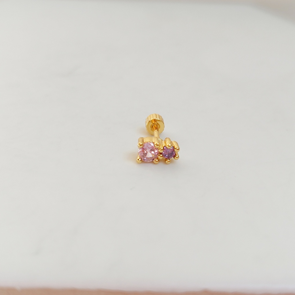 Pendiente Circonita Colores Dorado (Rosca)