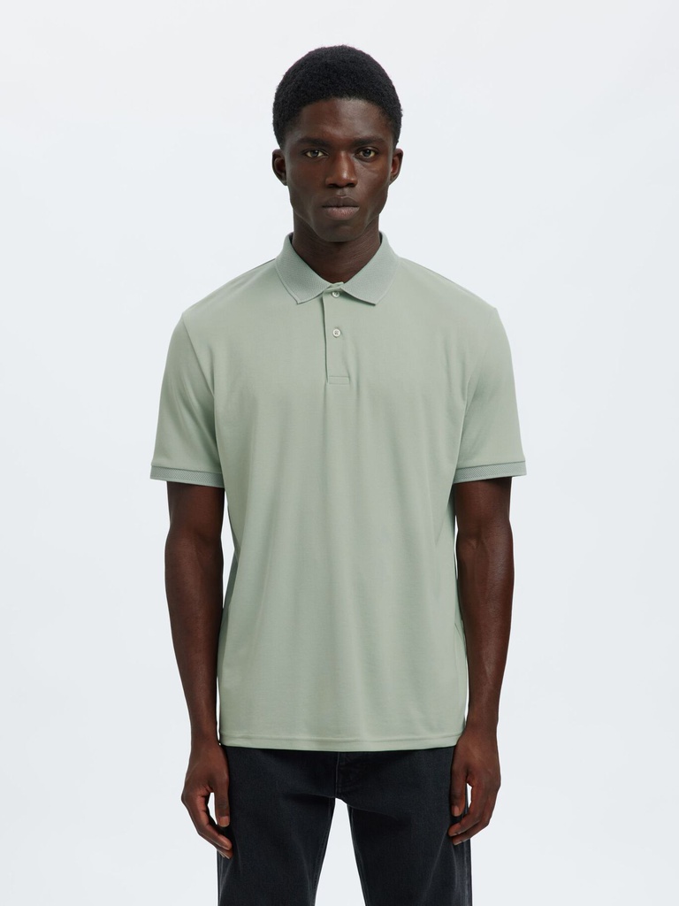 Slhfave Button SS Polo Noos Aqua Grey - Selected