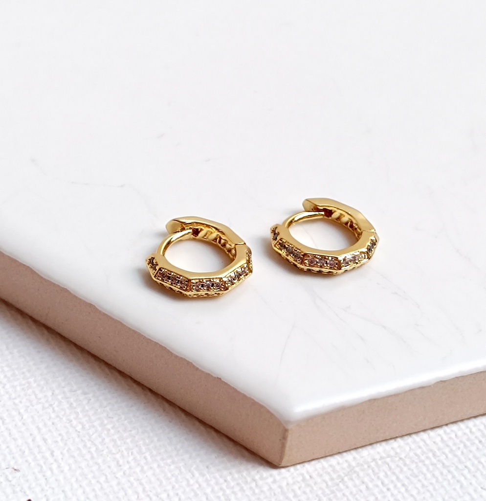 Mini Aros Circonitas Redondo Dorado