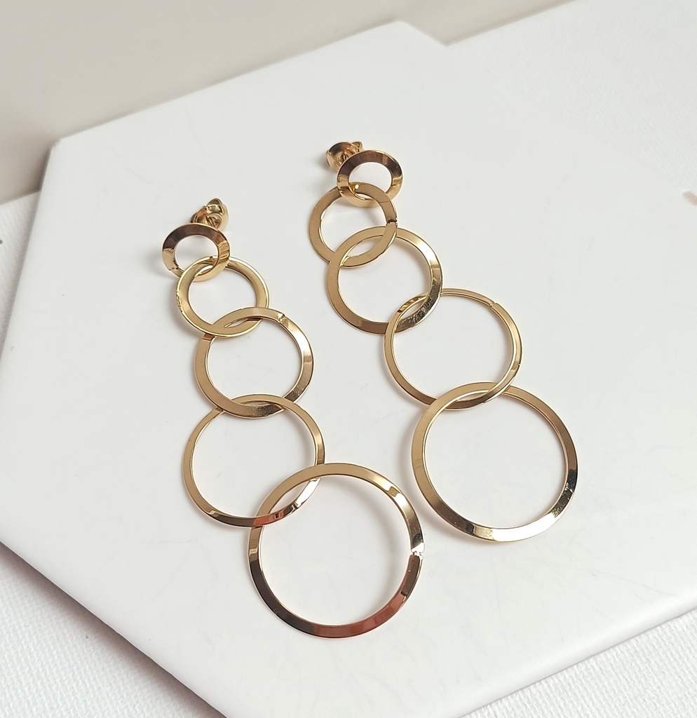 Pendientes Cinco Círculos Dorado